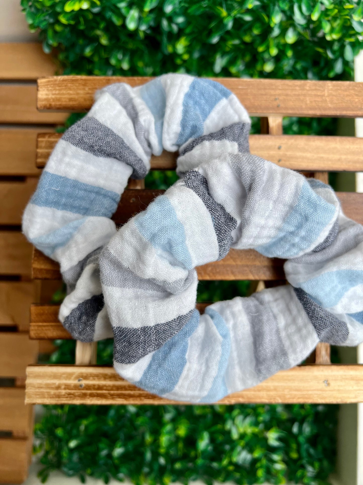 Blue Striped Scrunchie