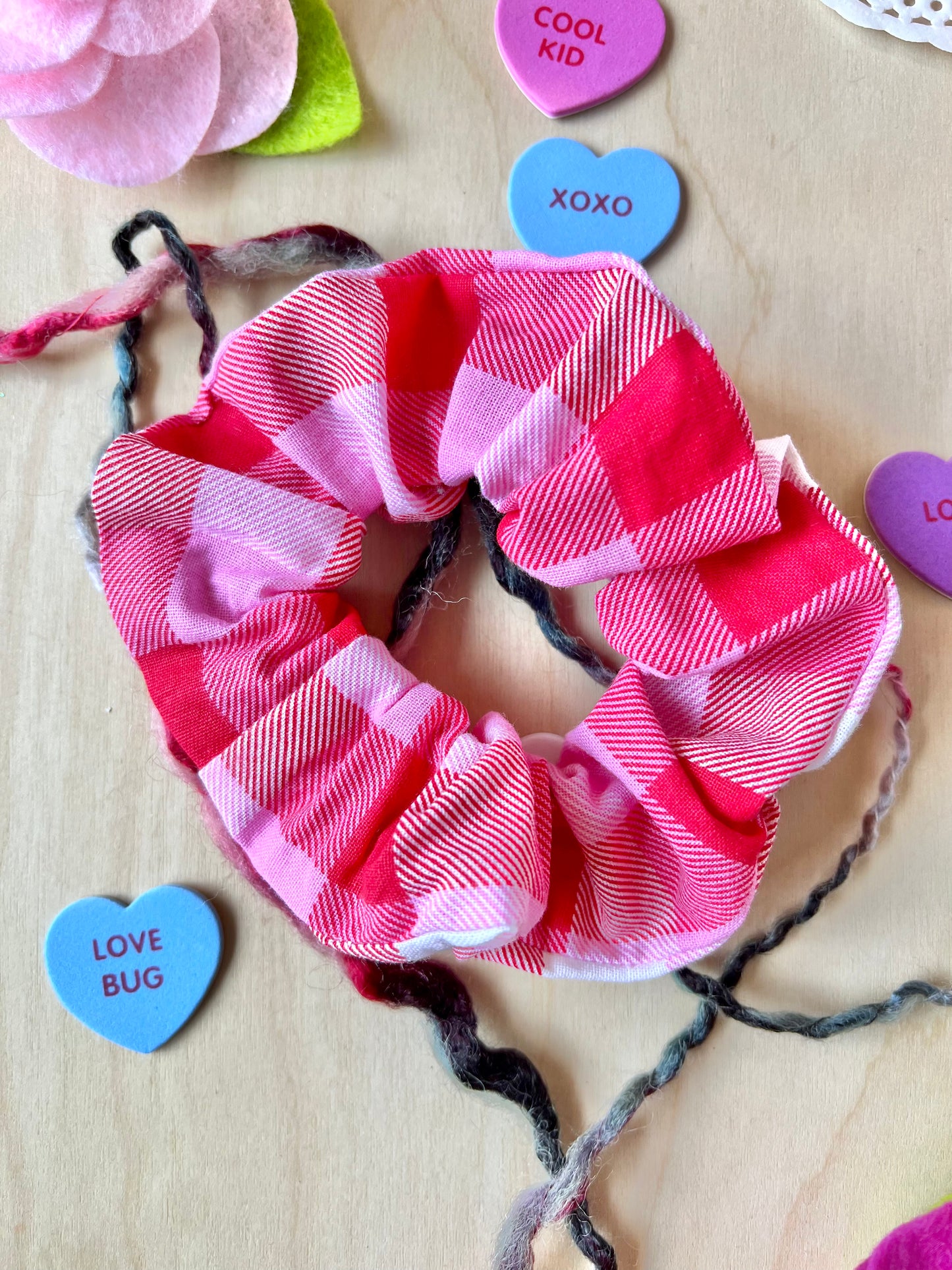 Pink Plaid Scrunchie