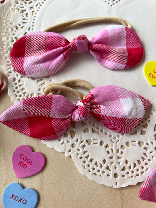 Pink Plaid Mini Bow